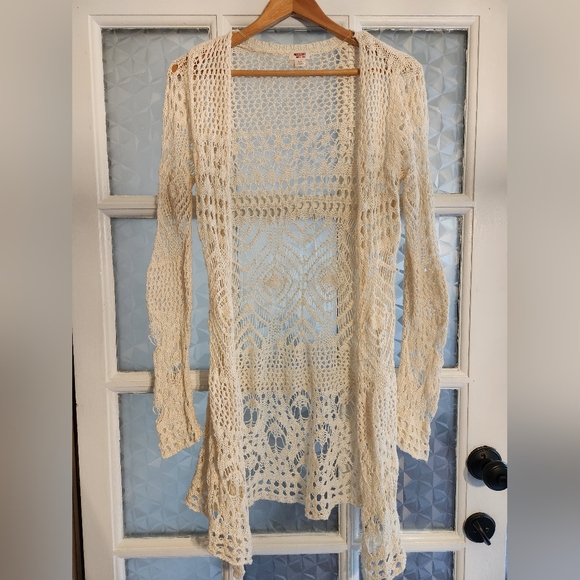 Mossimo Supply Co. Sweaters - Creamy White Knit boho pattern cardigan sweater